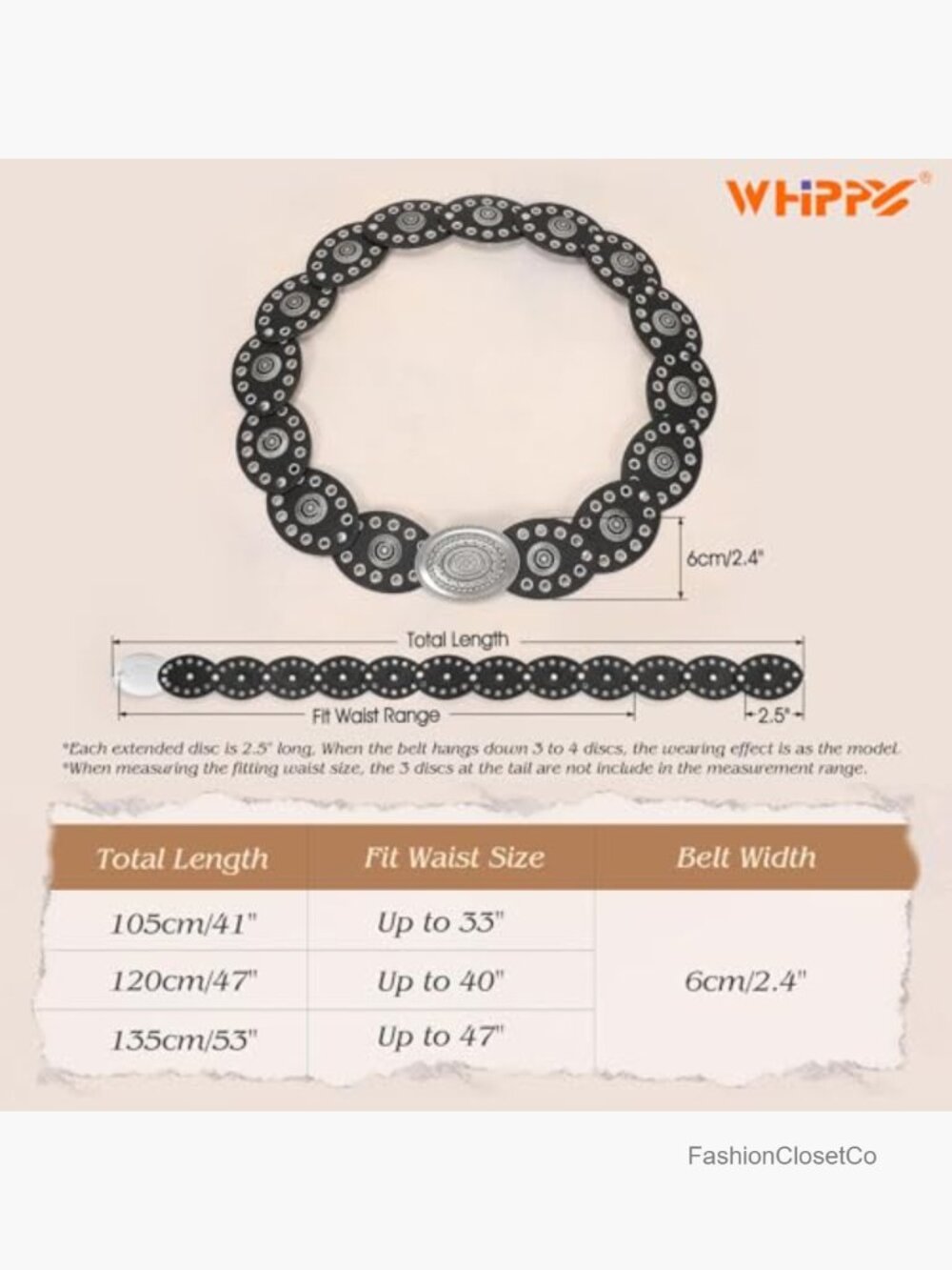 Vintage Boho Western Concho Belt PU Leather Disc Belt for Women Music Festival - Picture 6 of 7